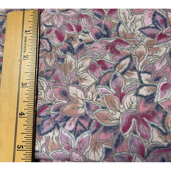 Vintage Floral Fabric 1/2 yards Pink & Beige Leaves Pattern Sewing Crafts Home D - Picture 3 of 4